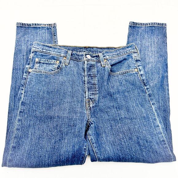 Levi’s 501 Straight Classic Dark Wash Button Fly Denim Jeans Size 29 x 28 - Picture 4 of 9